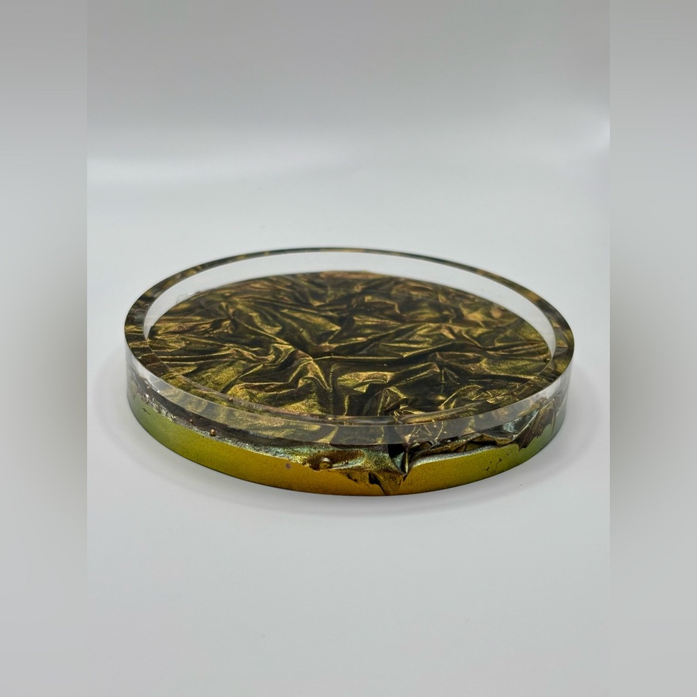 Gold Velvet Resin Tray/Coaster